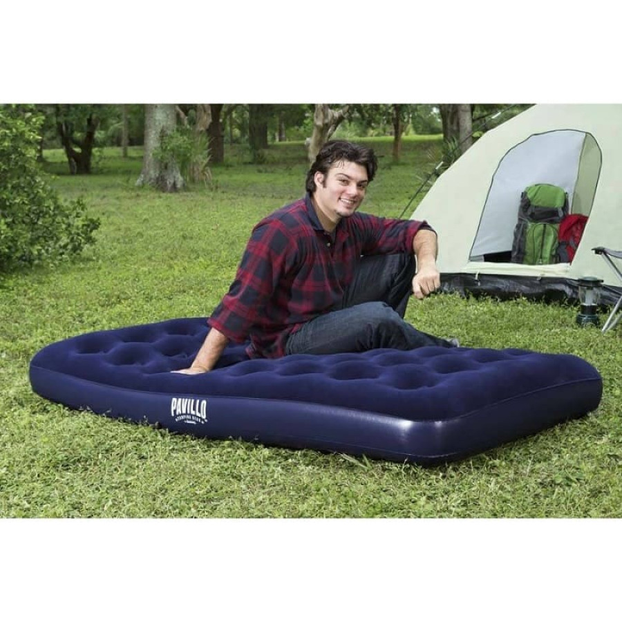 Matelas Gonflable De Camping Avenli 191x73x22 Cm - Pour 1 Personne - Surface Floquée, Structure Coil-Beam - Avec Pompe à Main Et Rustine